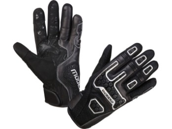 Dracon Mesh schwarz weiß Motorradhandschuhe CE Leder Grip atmungsaktiv Touchscreen-kompatibel