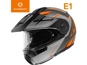 Klapphelm E1 Endurance Orange Enduro Fiberglas mit Sonnenblende und Pinlock
