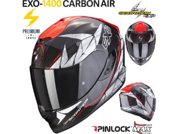 Integralhelm Exo-1400 Air Carbon Aranea schwarz neon rot GRATIS Visier Sonnenblende Max Pinlock