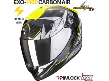 Integralhelm Exo-1400 Air Carbon Aranea schwarz neon gelb GRATIS Visier Sonnenblende Max Pinlock