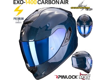 Integralhelm Exo-1400 Air Carbon Solid blau GRATIS Visier Sonnenblende Max Pinlock