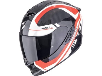 EXO-1400 EVO 2 II CARBON Air ENKO Schwarz Rot Weiss Integralhelm ECE 22.06 mit Not-Entriegelung Sonnenblende