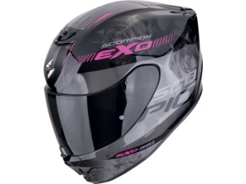 Integralhelm EXO-391 AVA Schwarz Silber Rosa mit Not-Entriegelungssystem und ECE 22.06