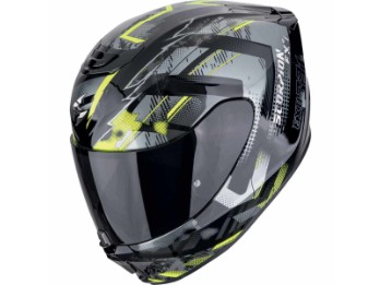 Integralhelm EXO-391 CLUTTER Schwarz Neon Gelb mit Not-Entriegelungssystem und ECE 22.06