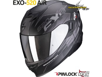 Integralhelm EXO-520 Air Cover matt schwarz silber ECE 22.06 Max Vision Pinlock