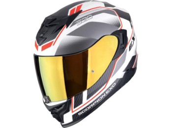 Integralhelm EXO-520 EVO AIR LENA Weiss Matt Silber Rot mit AirFit ECE 22.06 Sonnenblende und Max Vision Pinlock