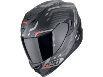 Integralhelm EXO-520 EVO AIR RANKA Matt Schwarz Silber Rot mit AirFit ECE 22.06 Sonnenblende und Max Vision Pinlock