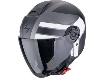 Jethelm EXO-CITY II 2 BLUR Silber Matt Schwarz Weiss mit langem Visier Sonnenblende und ECE 22.06