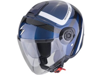 Jethelm EXO-CITY II 2 RIVA Blau Schwarz mit langem Visier Sonnenblende und ECE 22.06