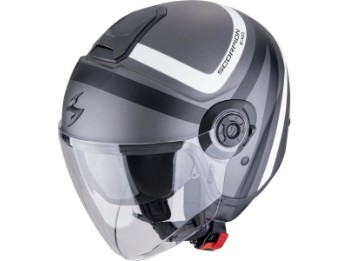 Jethelm EXO-CITY II 2 RIVA Silber Matt Weiss mit langem Visier Sonnenblende und ECE 22.06