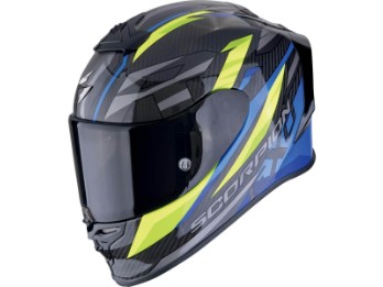 Integralhelm EXO-R1 EVO CARBON AIR RUNNER Schwarz Blau Neon Gelb Premium-Helm Max Vision Pinlock AirFit zwei Visieren