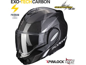 Klapphelm Exo-Tech Carbon Top schwarz weiß ECE 22.05 mit Sonnenvisier und Pinlock