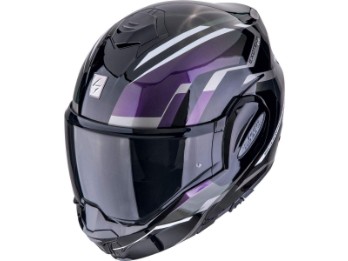 Klapphelm EXO-TECH EVO FURIO Schwarz Chamäleon 180 Grad Flip-Back mit Sonnenblende ECE 22.06 Pinlock