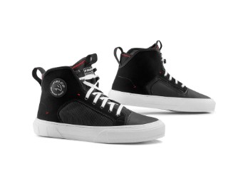 Starboy 4 schwarz weiß Motorrad-Sneaker CE Air-Tech Futter Neopren-Einstieg D3O Protektoren