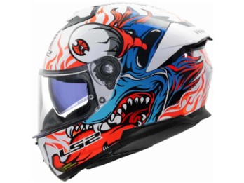 FF808 STREAM II 2 Inferno weiss blau Integralhelm ECE 22.06 mit Sonnenblende