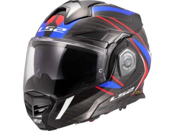 Über-Klapphelm FF901 ADVANT X CARBON Future II weiss blau mit P/J Homologation und Sonnenblende ECE 22.06
