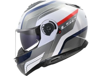 FF908 Strobe II Monza weiss blau rot Klapphelm ECE 22.06 mit Sonnenblende
