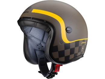 Jethelm FREERIDE Formula matt braun mustard gelb Motorradhelm inklusive gratis Visier klar