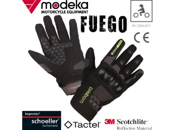 Handschuhe Fuego schwarz dunkelgrau Amara Tactel reflektierend Verstärkungen CE