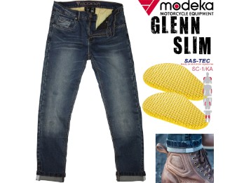 Jeans Glenn Slim 5-Pocket Denim Aramid Skinny Fit SAS-TEC SC-1/KA Protektoren