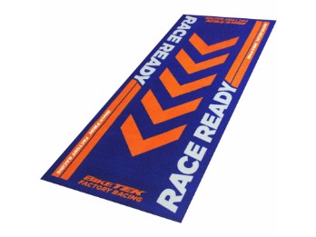 Motorradteppich Werkstatt Garagenmatte Race Ready blau orange Geschenkartikel 190 x 80 cm