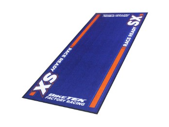 Motorradteppich Werkstatt Garagenmatte Race Ready Orange Blue SX Geschenkartikel 190 x 80 cm