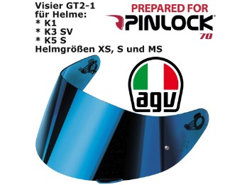 Visier GT2-1 BLAU für K1 / K3 SV / K5 S Pinlock vorbereitet Helmgrößen XS S MS