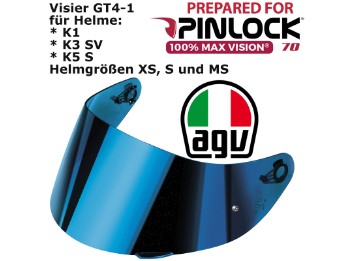 Visier GT4-1 blau für K1 / K3 SV / K5 S MaxVision-vorbereitet Helmgrößen XS S MS