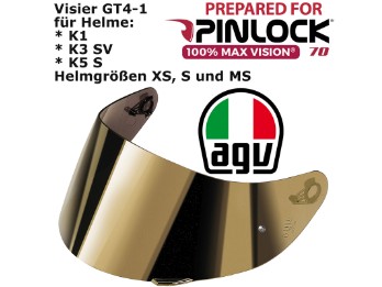 Visier GT4-1 gold für K1 / K3 SV / K5 S MaxVision-vorbereitet Helmgrößen XS S MS