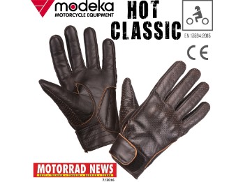 Handschuhe Hot Classic dunkelbraun Leder Retro Urban CE Ledereinsätze perforiert