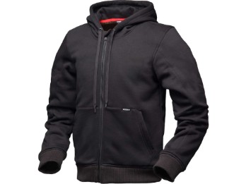Jamey schwarz Motorrad-Hoodie Sportjacke CE A Fleece Aramid Kapuze mit ultradünnen Protektoren