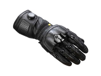 Handroid MK5 schwarz Motorradhandschuhe mit langer Stulpe Vollmanschette BOA-Verschluss Leder CE Protektoren