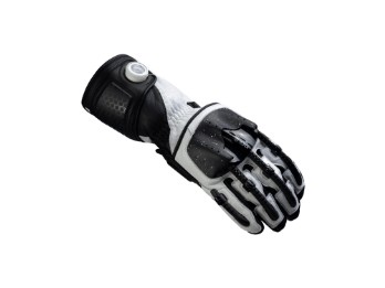 Handroid MK5 schwarz weiß Motorradhandschuhe mit langer Stulpe Vollmanschette BOA-Verschluss Leder CE Protektoren