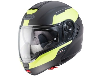 Klapphelm LEVO Prospect matt schwarz fluo gelb mit Panorama Sichtfeld P/J Homologation Sonnenblende und Pinlock