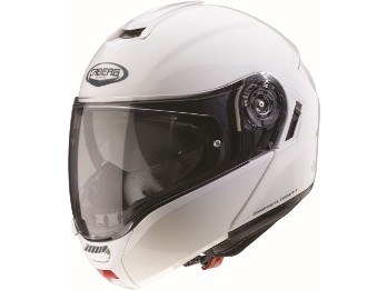 Klapphelm LEVO weiß metallic mit Panorama Sichtfeld P/J Homologation Sonnenblende und Pinlock
