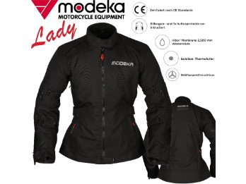 Motorradjacke Luana Lady für Damen schwarz wasserdicht CE AA Thermofutter Protektoren