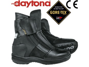 Gore-Tex Motorradstiefel Max Sports GTX schwarz wasserdicht CE mit 6 cm höhrem Stand und Fersen Reflektor