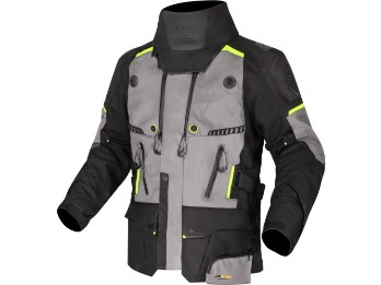 APOLLO MAN schwarz grau gelb Motorradjacke wasserdicht CE AAA 3-Lagen-Laminat Thermofutter mit Protektoren