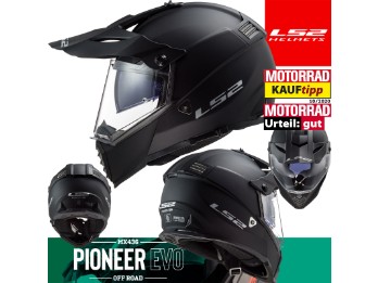 Endurohelm MX436 Pioneer Evo Solid schwarz matt mit Sonnenblende und Helmschirm