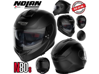 Integralhelm N80-8 Classic 10 schwarz matt mit Ultra-Wide Visier Pinlock und Sonnenblende