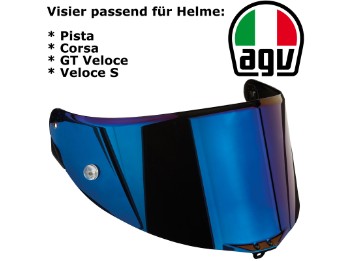 Visier Race 2 für Helm Pista / Corsa / GT Veloce / Veloce S blau verspiegelt