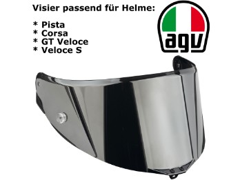 Visier Race 2 für Helm Pista / Corsa / GT Veloce / Veloce S silber verspiegelt