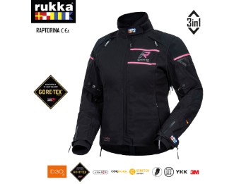 Gore-Tex Motorradjacke RAPTORINA schwarz-pink 100 % Wind-/ Wasserdicht mit Protektoren