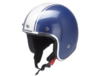 Jethelm RB-758 Palermo blau weiß mit ECE und verchromten Kantenschutz inkl. Helmschirm