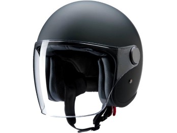 RB-860 schwarz matt Jethelm ECE 22.06 Fiberglas mit langem Visier und Sonnenblende