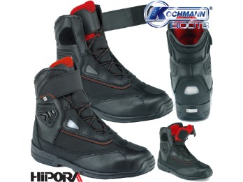 Schuhe Runner schwarz Leder wasserdicht Hipora mit Sicherheitsreflektor