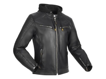 Dorian 2 schwarz Leder-Motorradjacke CE AAA Büffelleder mit abnehmbaren Protektoren