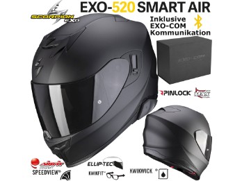 Integralhelm EXO-520 Smart Air Solid schwarz matt AirFit inkl. EXO-COM Headset