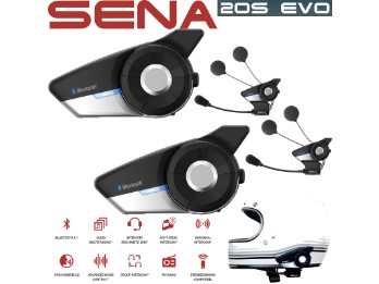 Motorrad Headset 20S EVO Modell 2021 Doppelset mit HD-Lautsprechern Intercom Bluetooth Advanced Noise Control