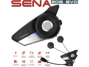 Motorrad Headset 20S EVO Modell 2021 Einzelset mit HD-Lautsprechern Intercom Bluetooth Advanced Noise Control